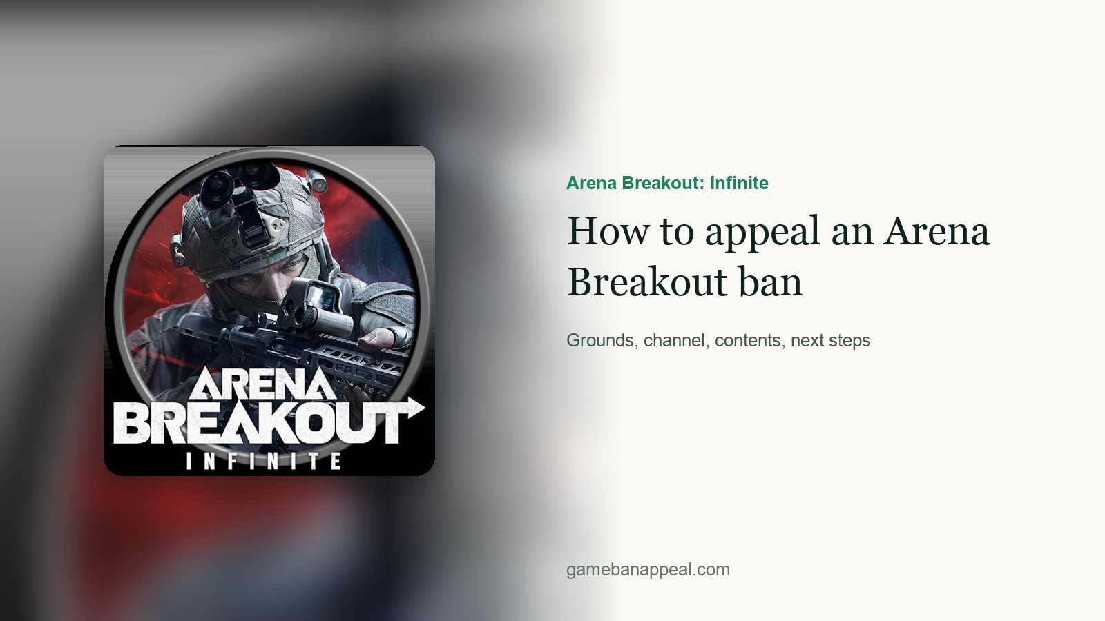 Arena Breakout: Infinite artwork beside the title of the guide